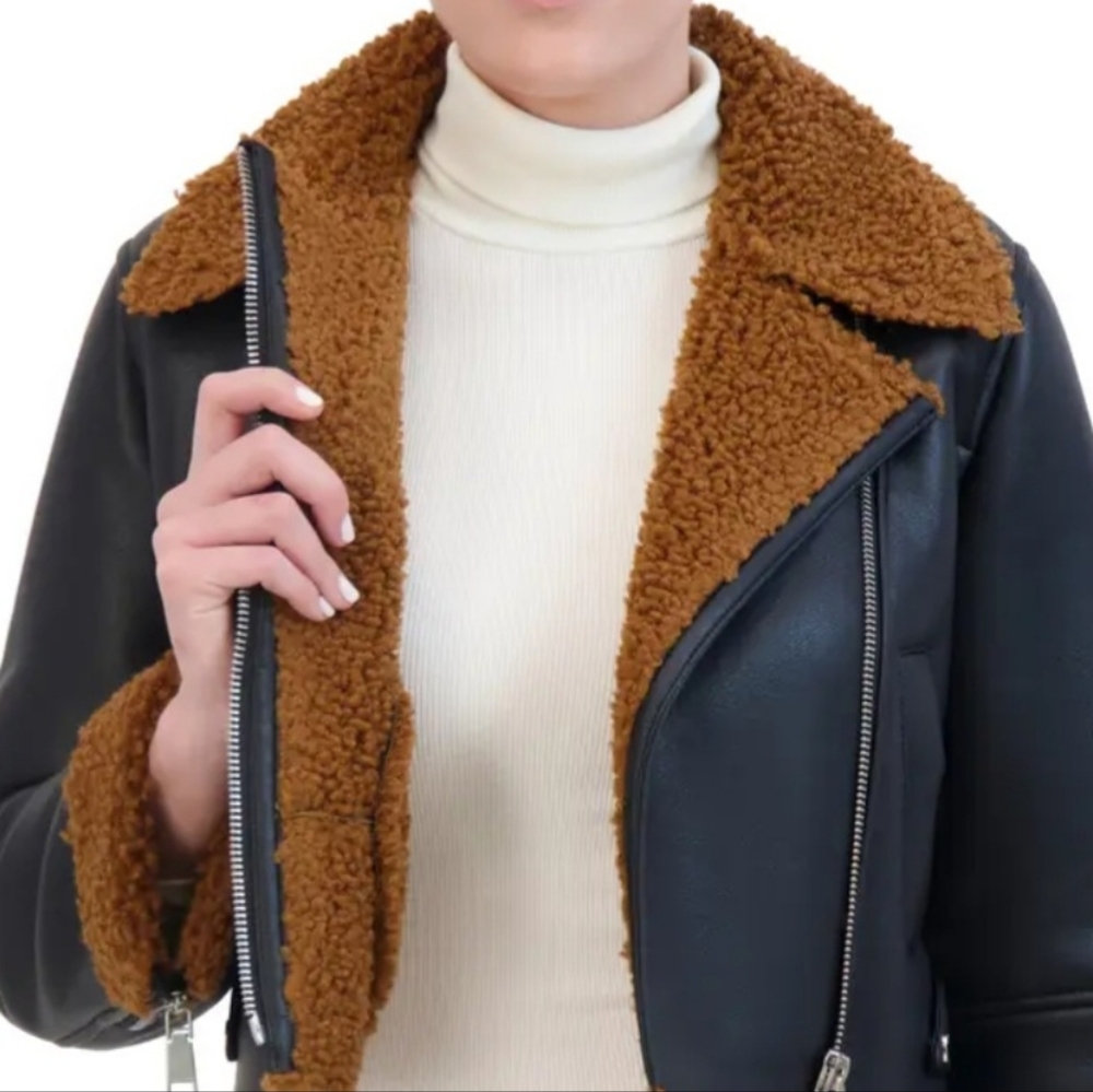 REBECCA MINKOFF Faux Shearling Moto Jacket. Sz S. MSRP $298 NWT